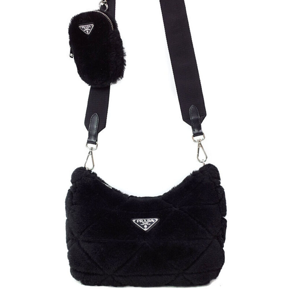 Prada Sheep Fur Quilted Shoulder Bag